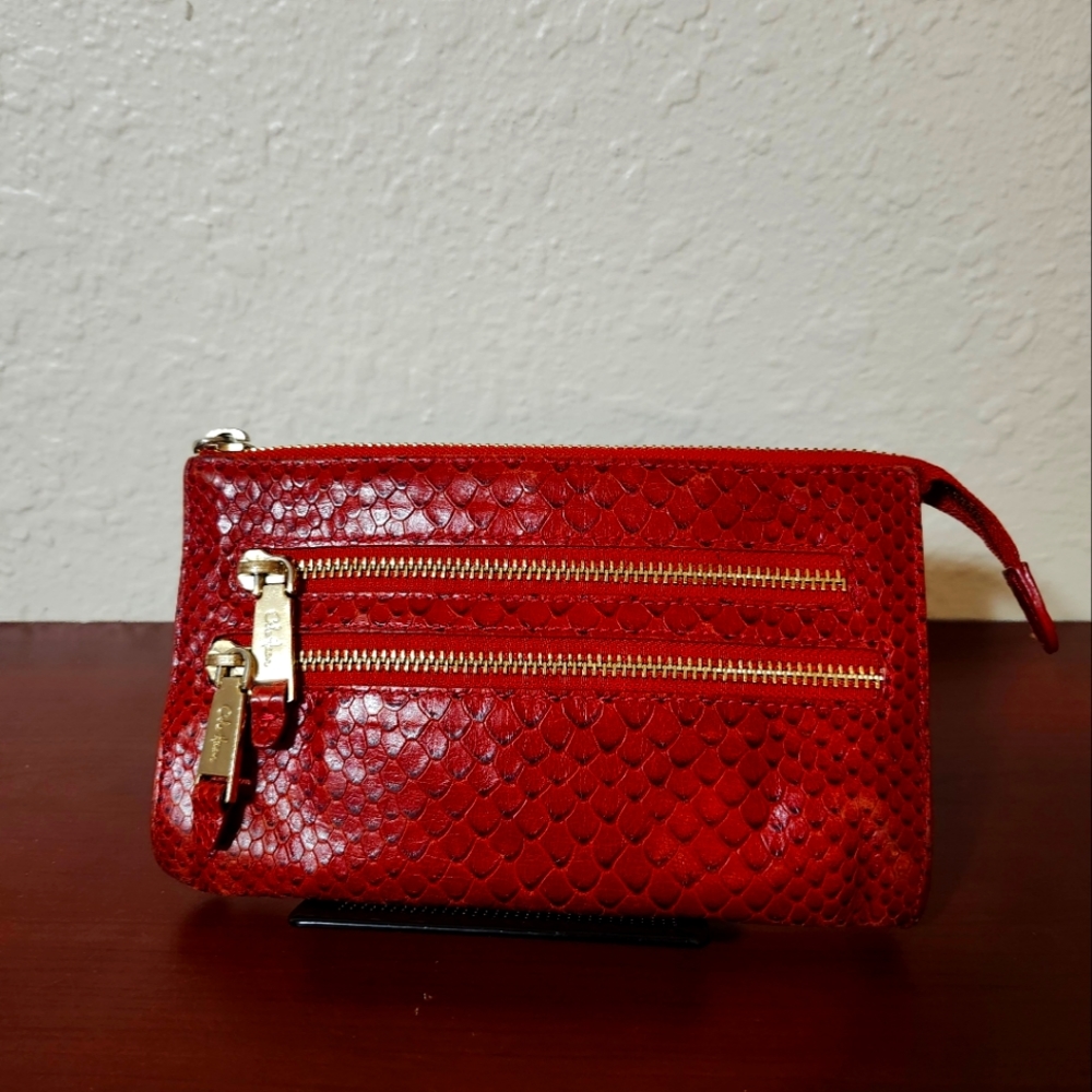 Cole Haan red color alligator exterior wallet, 8"x5"